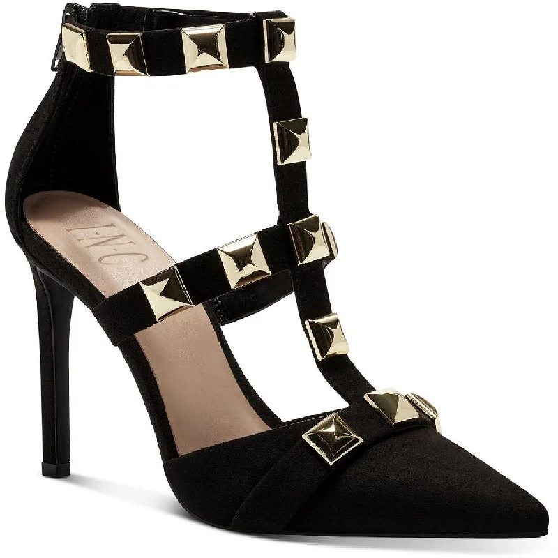 Ladies shoes featuring striped designs are fresh -INC Womens Syndia Studded Ankle Strap Pumps