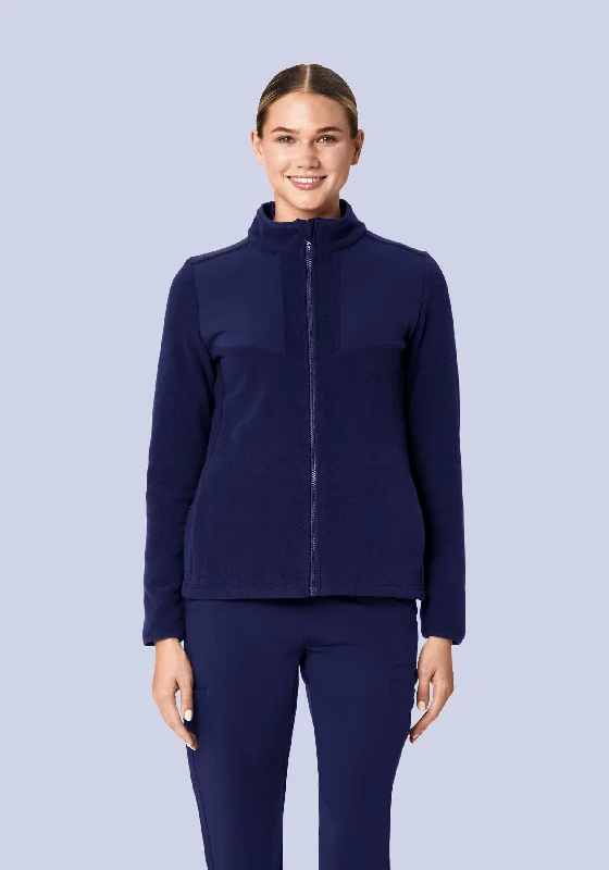 Appliquéd Jackets for Creativity -Women's Fleece Scrub Jacket Navy