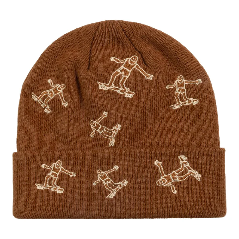 Bright cap for fun festival outfits -Gonz Pattern Beanie (Brown)