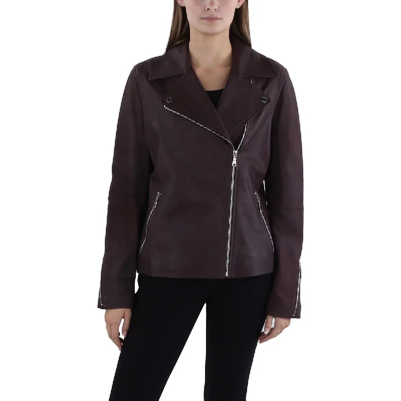 Logo Printed Jackets for Branding -Tahari Womens Leather Zipper Leather Jacket