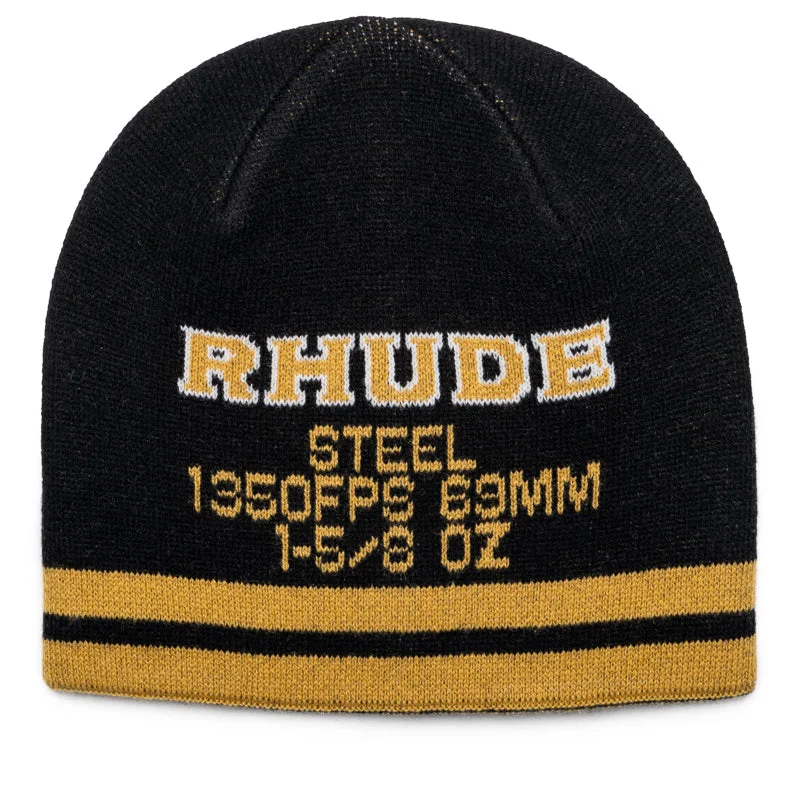 Bold graphic cap for standout fashion flair -Rhude Steel Beanie - Black/Yellow