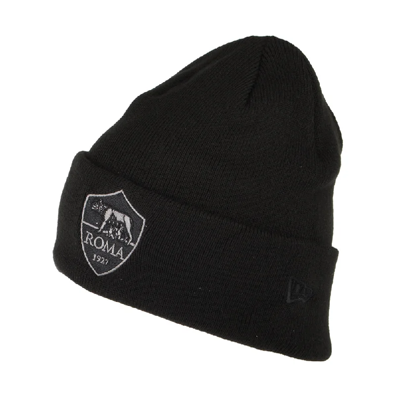 Classic baseball cap for casual everyday wear -New Era AS Roma Beanie Hat - Tonal Cuff - Black