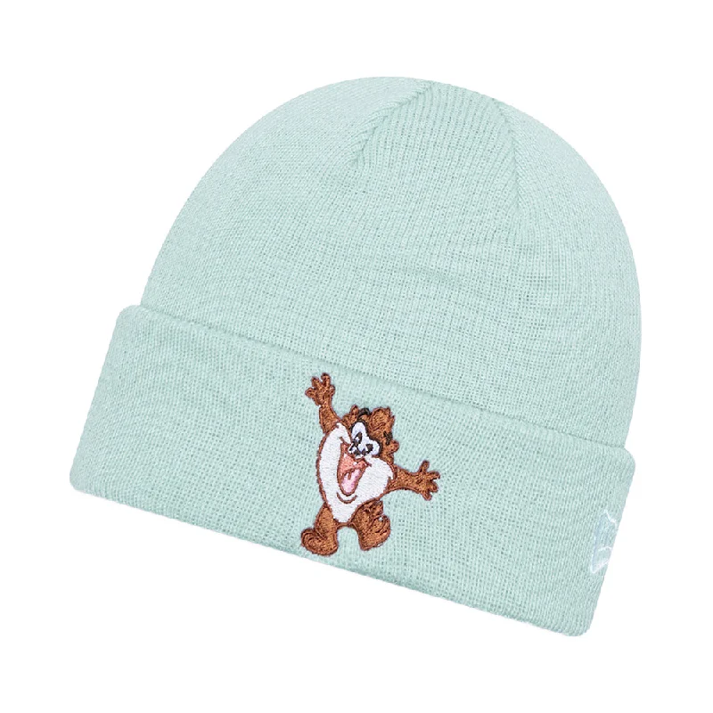 Waterproof sports cap for wet training runs -New Era Kids Taz Cuffed Beanie Hat - Looney Tunes Knit - Sky Blue