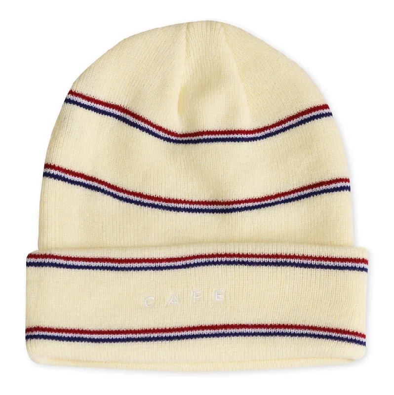 Lightweight sports cap for active workout days -Stripe Fold Beanie (Cream)