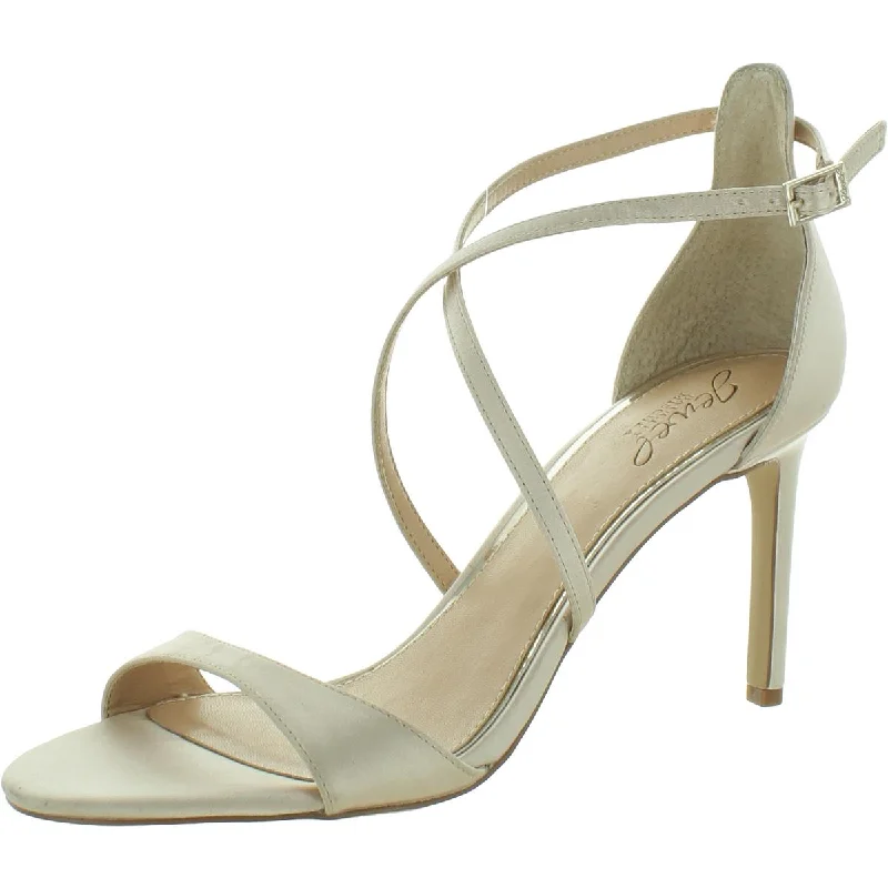 Ladies shoes with bold soles make statements -Jewel Badgley Mischka Womens Satin Criss Cross Ankle Strap Pumps