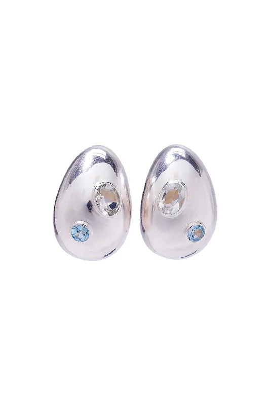 Polyester Mini Dresses for Durable Use -Studded Silver Mini Arp Earrings