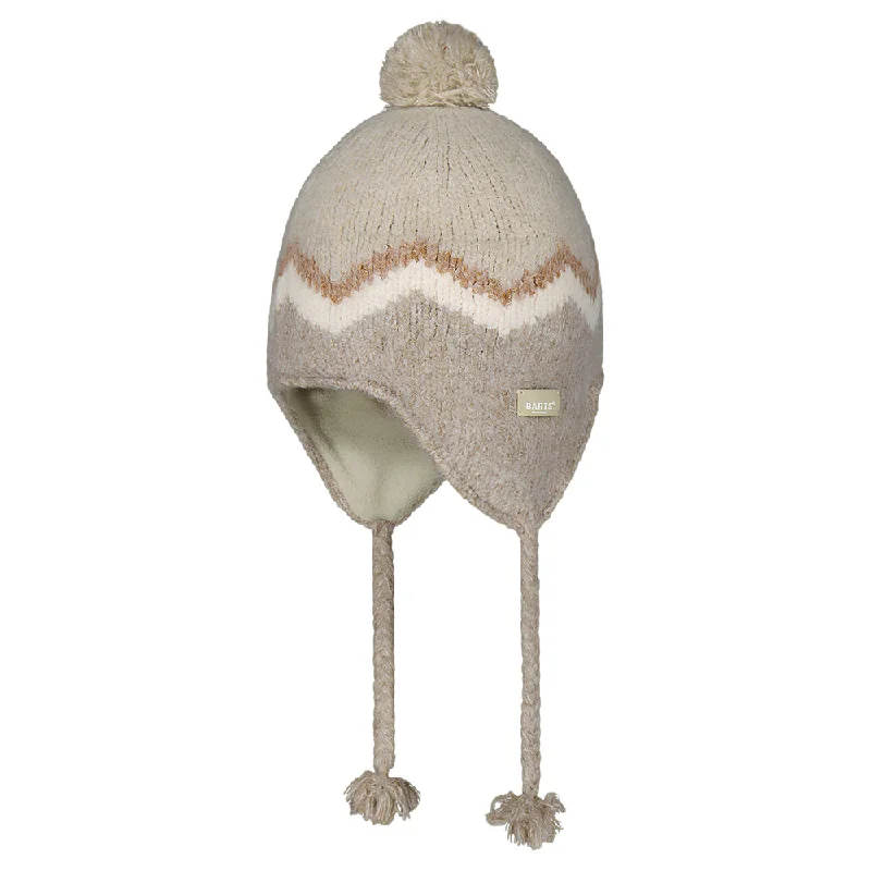 Adjustable strap cap for custom size comfort -Barts Hats Lotey Peruvian Bobble Hat - Light Brown