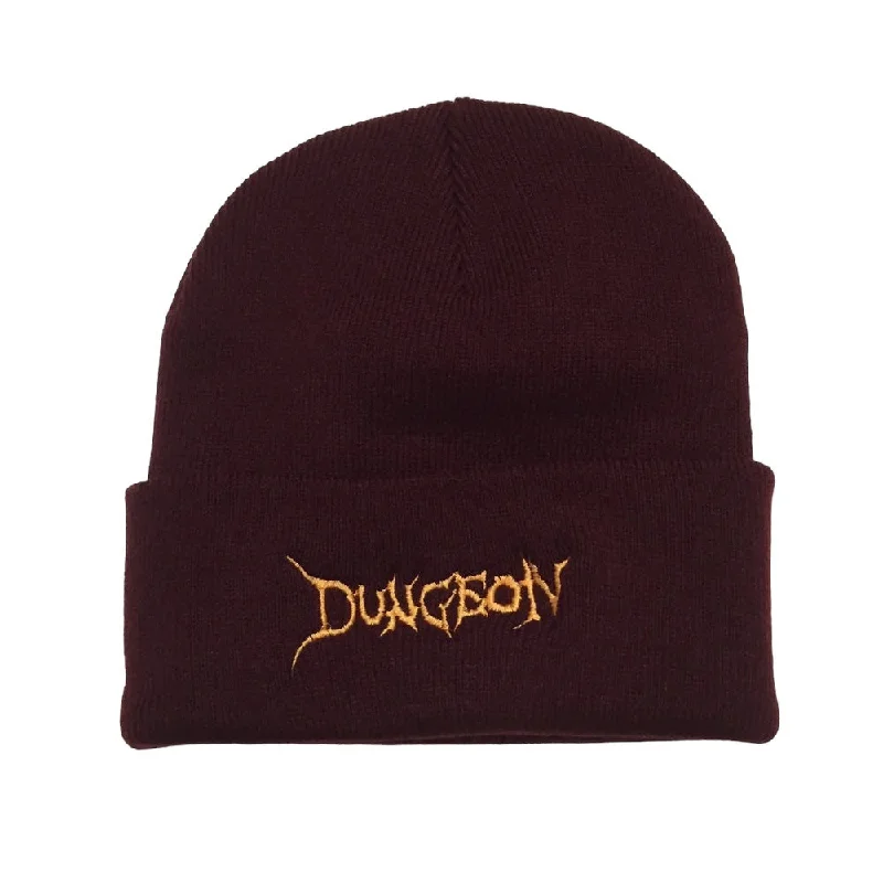 Canvas trucker cap for tough outdoor wear -Dungeon Logo Beanie (Port/Orange)