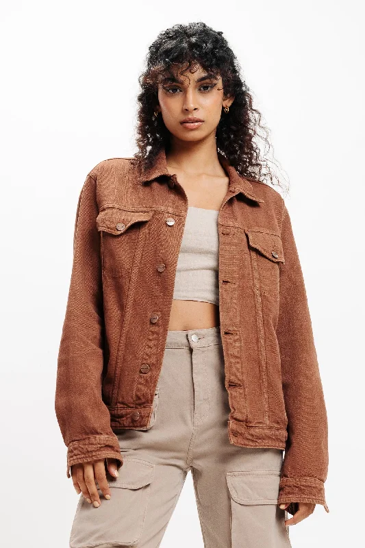 Military Jackets for Tough Look -Brown Classic Trucker Denim Jacket