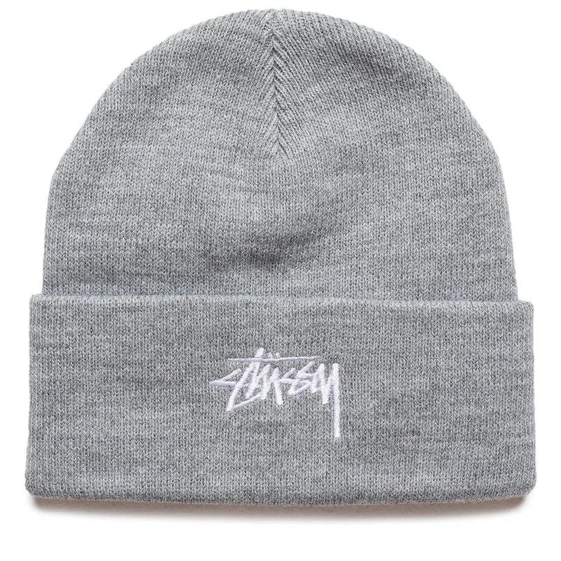 Vintage cap for retro fashion enthusiasts -Stussy Stock Cuff Beanie - Grey Heather