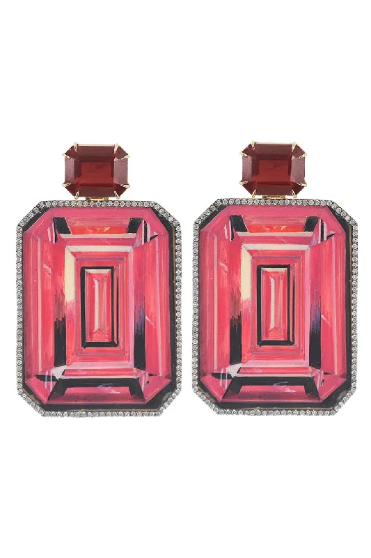 Mini Dresses for Party Nights -Garnet Mini Painting Earrings