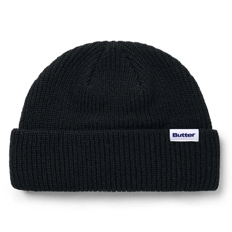 Lightweight cap for easy travel packing -Butter Goods - Wharfie Beanie Black