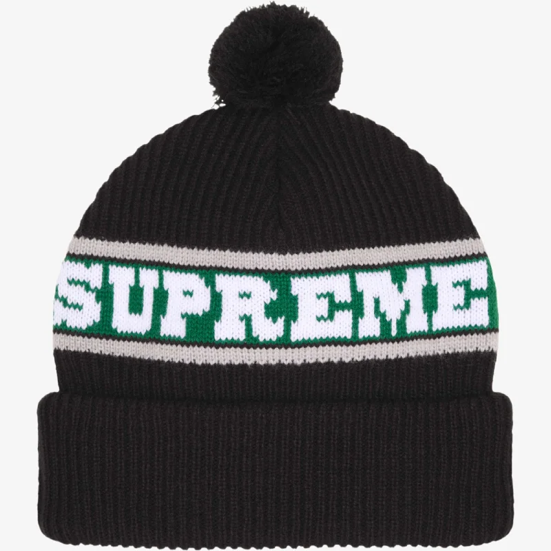 Minimal dad cap for understated charm -Supreme Big Stripe Beanie Black (FW24)