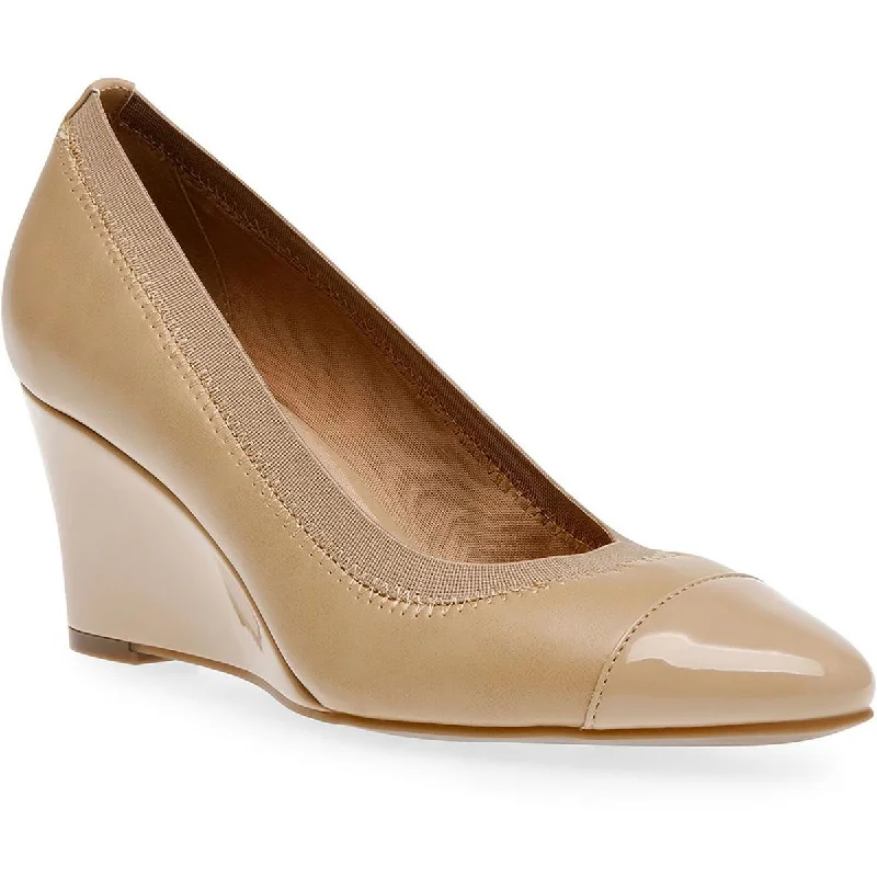 Ladies shoes featuring pastel colors soften looks -Anne Klein Womens Faux Leather Wedge Pumps