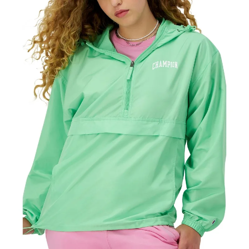 Parka Jackets for Cold Weather -Champion Womens Logo 3/4 Zip Windbreaker Jacket