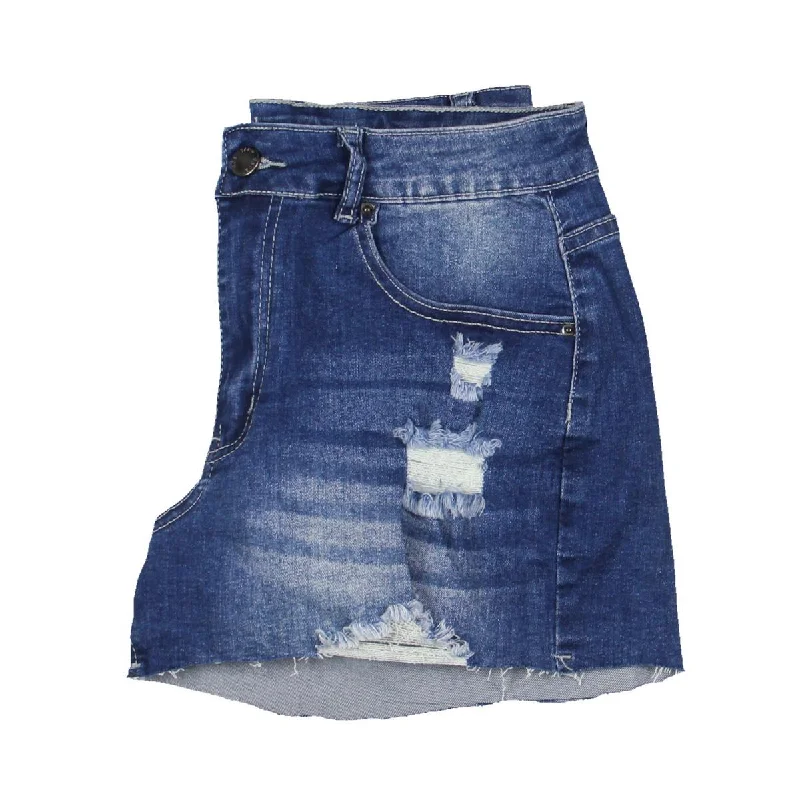 Mini Dresses for Clubbing Outings -Roswear Womens Mini Distressed Denim Shorts