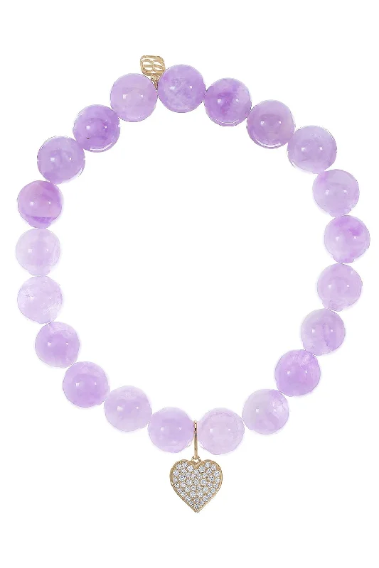 Mini Dresses with Zipper for Convenience -Mini Heart Amethyst Charm Bracelet