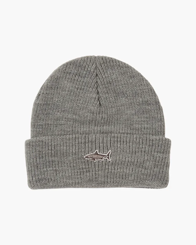 Minimalist cap with small stitched emblem -Fishsticks Beanie - Athletic Heather