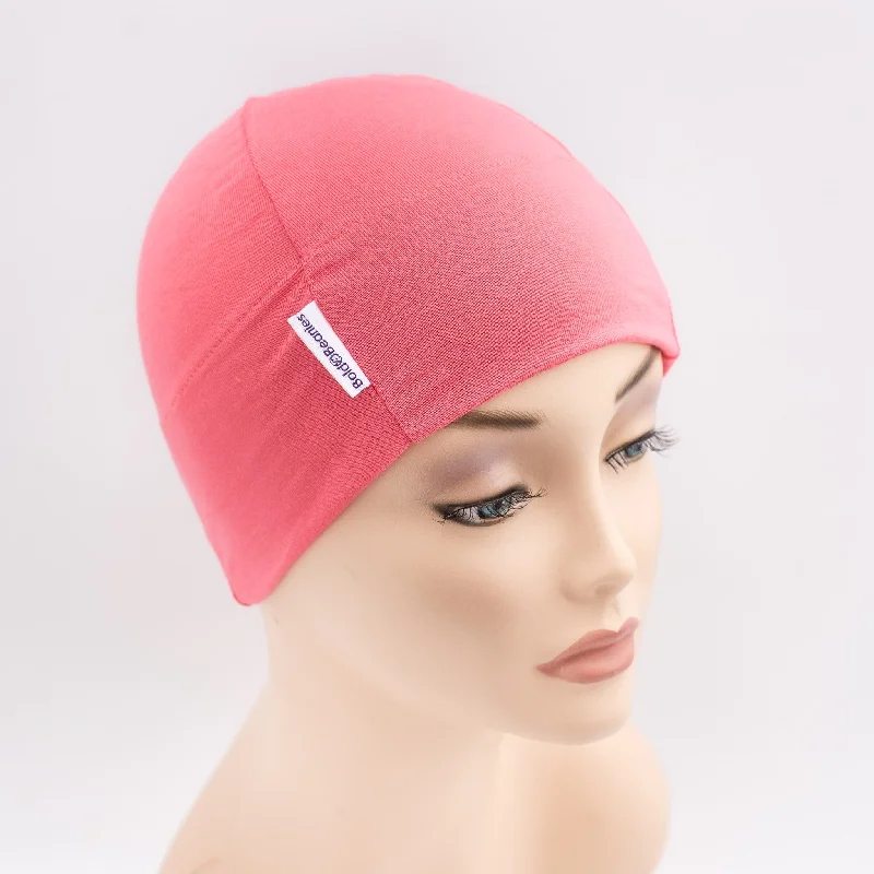 Fitted trucker cap for custom head fit -Coral Pink Plain Bold Beanies Hat