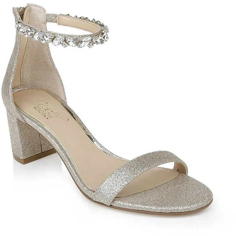 Ladies shoes with breathable linings stay fresh -Jewel Badgley Mischka Womens Lydia Open Toe Glitter Pumps