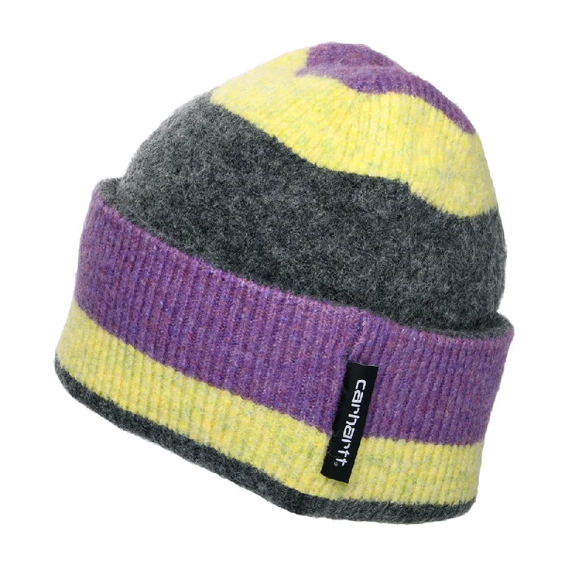 Lightweight sports cap for active workout days -Carhartt WIP Hats Sundling Striped Beanie Hat - Purple-Yellow-Charcoal