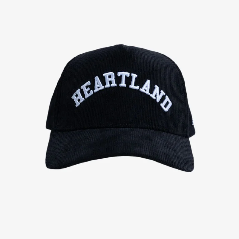 Lightweight cap for easy travel packing -LLovesick 'Heartland' 3D Embroidered Corduroy Snapback Cap Black LL1-118-BLK