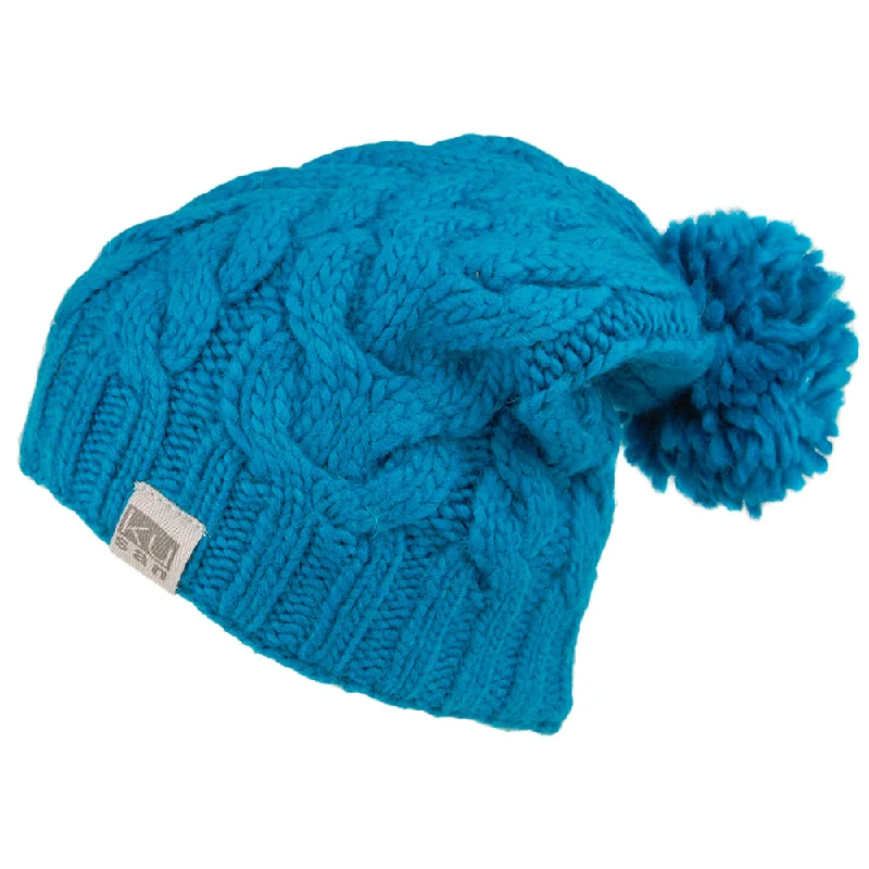 Canvas dad cap for rugged daily style -Kusan Oversized Bobble Hat - Turquoise