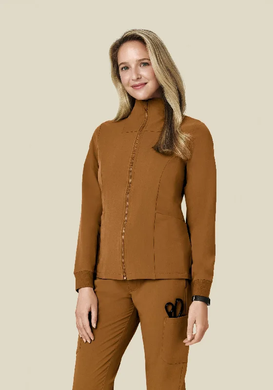 Running Jackets for Exercise -Women's Modern Scrub Jacket Camel