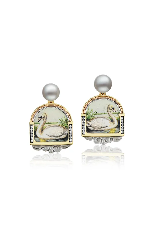 White Mini Dresses for Pure Elegance -Miniature White Swan Pearl Earrings