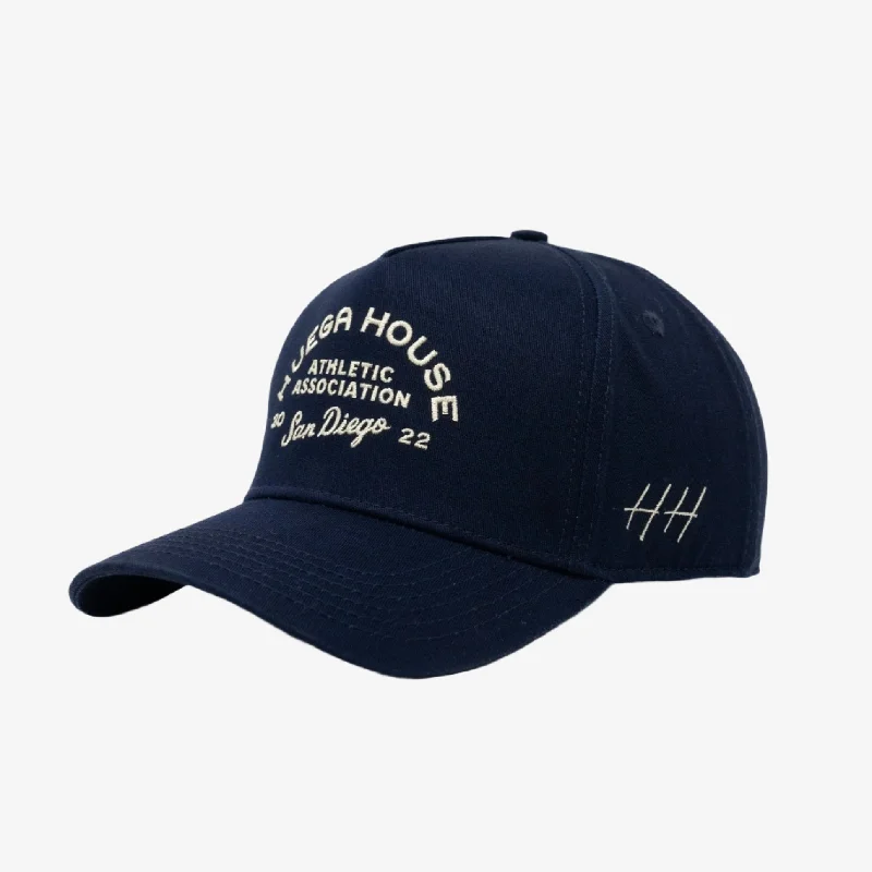 Premium leather cap for upscale casual looks -Huega House 'Athletic Association' 5-Panel Snapback Hat Navy Blue