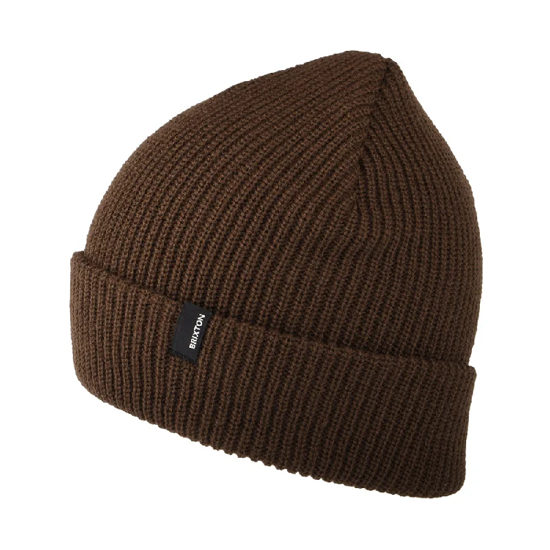 Washed denim cap for broken-in softness -Brixton Hats Heist Cuffed Beanie Hat - Chocolate