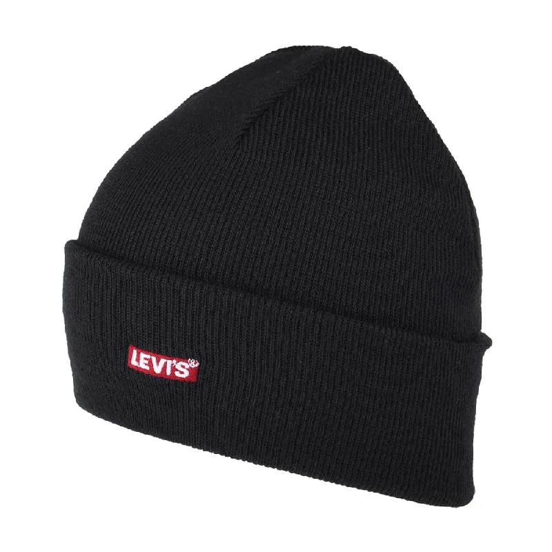 Classic cap with curved bill silhouette -Levi's Hats Baby Tab Logo Beanie Hat - Navy Blue