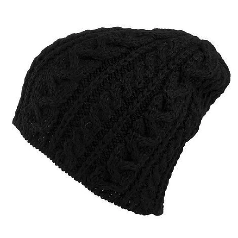 Designer dad cap for upscale casual flair -Highland 2000 English Wool Oversized Beanie Hat - Black