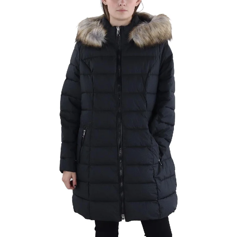 Cocktail Jackets for Elegant -Laundry by Shelli Segal Womens Plus Faux Fur Trim Hooded Puffer Jacket