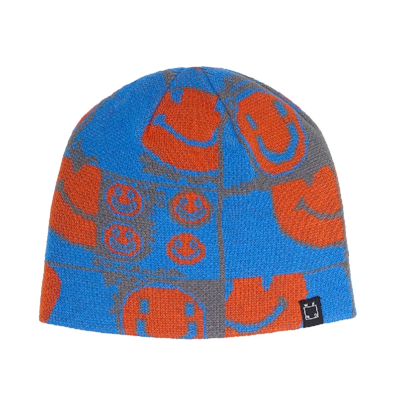 Sports team cap with bold logo front -WKND Smirley Skully Beanie - Assorted Colors