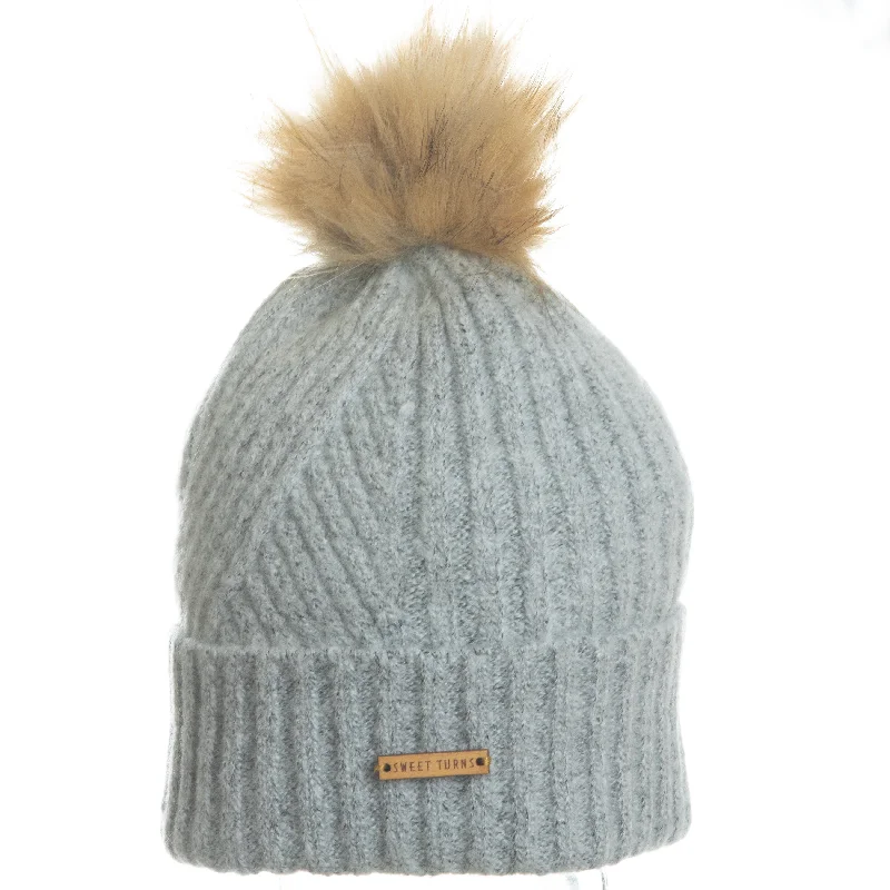 Premium cap with leather strap accent -Carrington Beanie in Silver