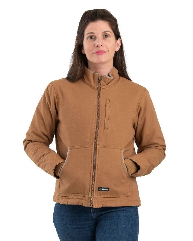 Running Jackets for Exercise -Women's Sherpa-Lined Softstone Duck Jacket