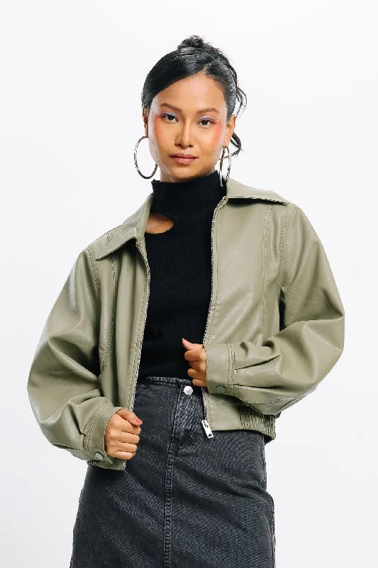 Wool Jackets for Cozy Feelings -Matcha Addict Leather Jacket