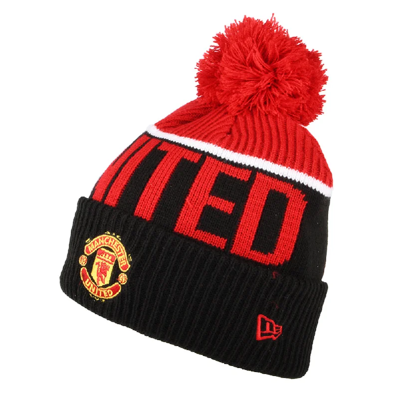 Bold graphic cap for standout fashion flair -New Era Manchester United FC Bobble Hat - Sport - Black-Scarlet