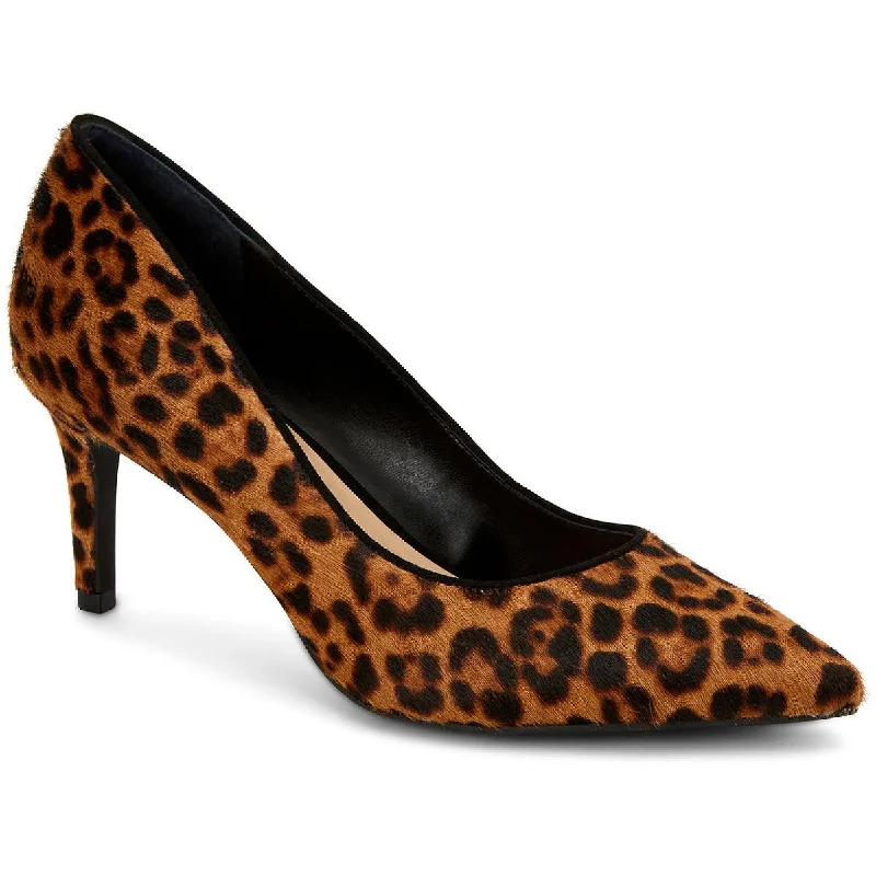 Ladies shoes with block heels stay stable -Alfani Womens Jeules Leather Animal Print Pumps