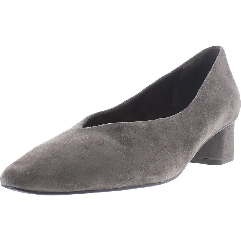 Ladies shoes with soft leather mold perfectly -VANELi Womens Liliet Suede Block Heel Pumps