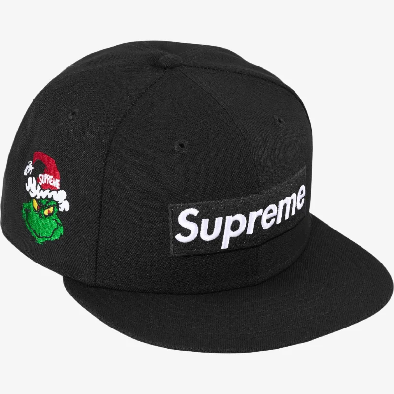 Vintage cap for retro fashion enthusiasts -Supreme x New Era 59Fifty Baseball Hat 'Grinch Box Logo' Black (FW24)