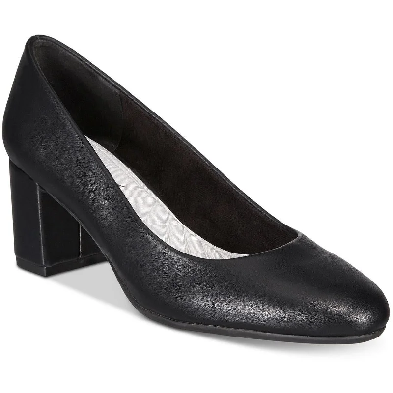 Ladies shoes with quirky heels add fun -Easy Street Womens Proper Faux Leather Block Heel Pumps