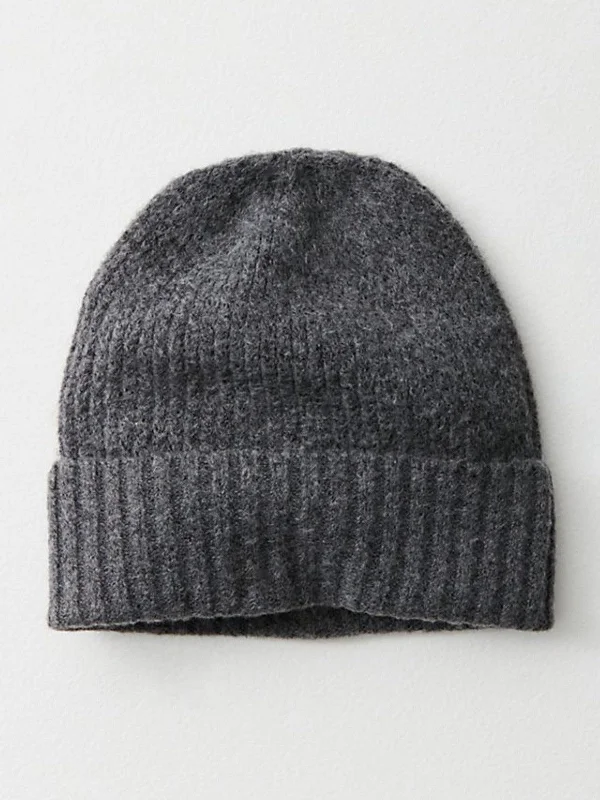 Stylish snapback cap for urban street style -Free People Winnie Waffle Knit Beanie - Charcoal