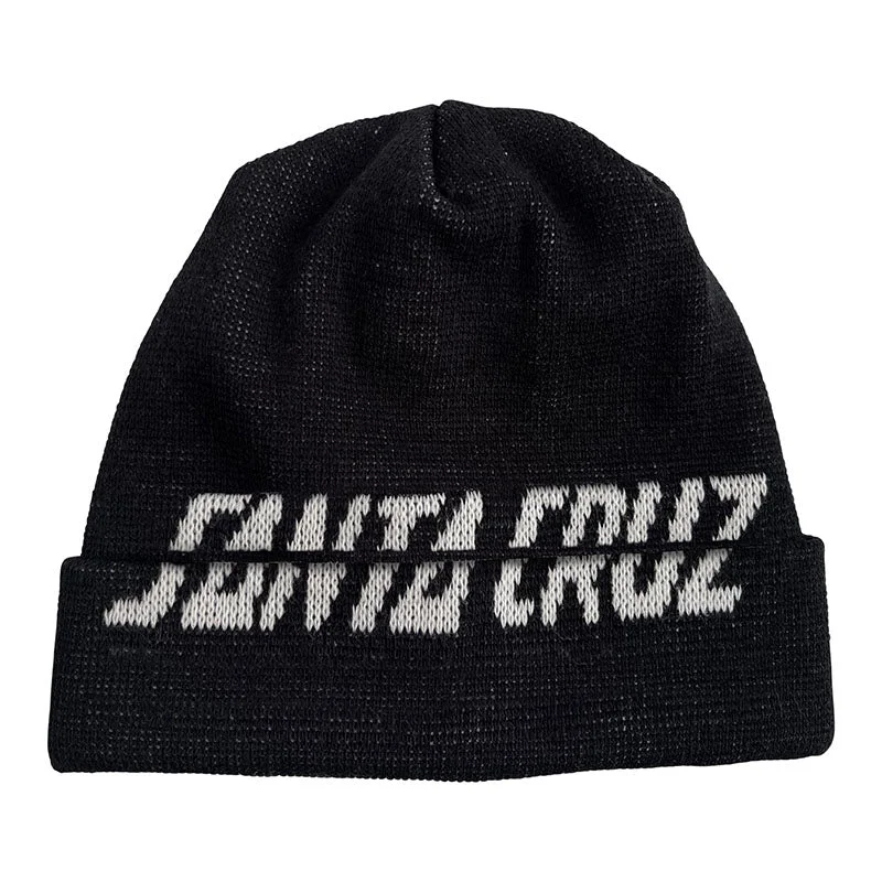 Retro cap with faded wash finish -Santa Cruz Skateboards Split Strip Beanie Long Shoreman Beanie