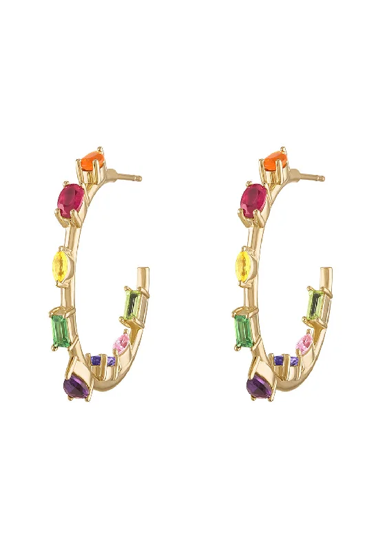 Mini Dresses for Maternity Wear -Rainbow Mini Goddess Hoop Earrings