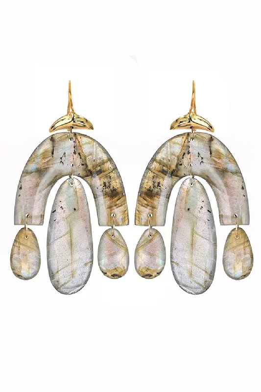 Beaded Mini Dresses for Glamorous Touch -Mini Labradorite Chandelier Earrings