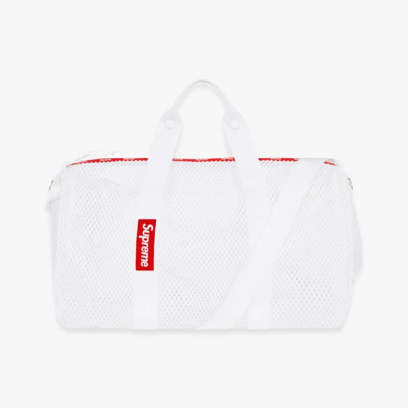 Retro striped cap for vintage sporty vibes -Supreme Mesh Duffle Bag White (SS23)