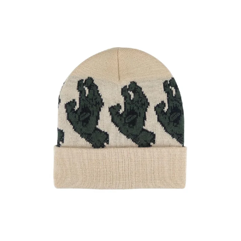 Soft cap for sensitive scalp comfort -Screaming Line Up Beanie (Oat)