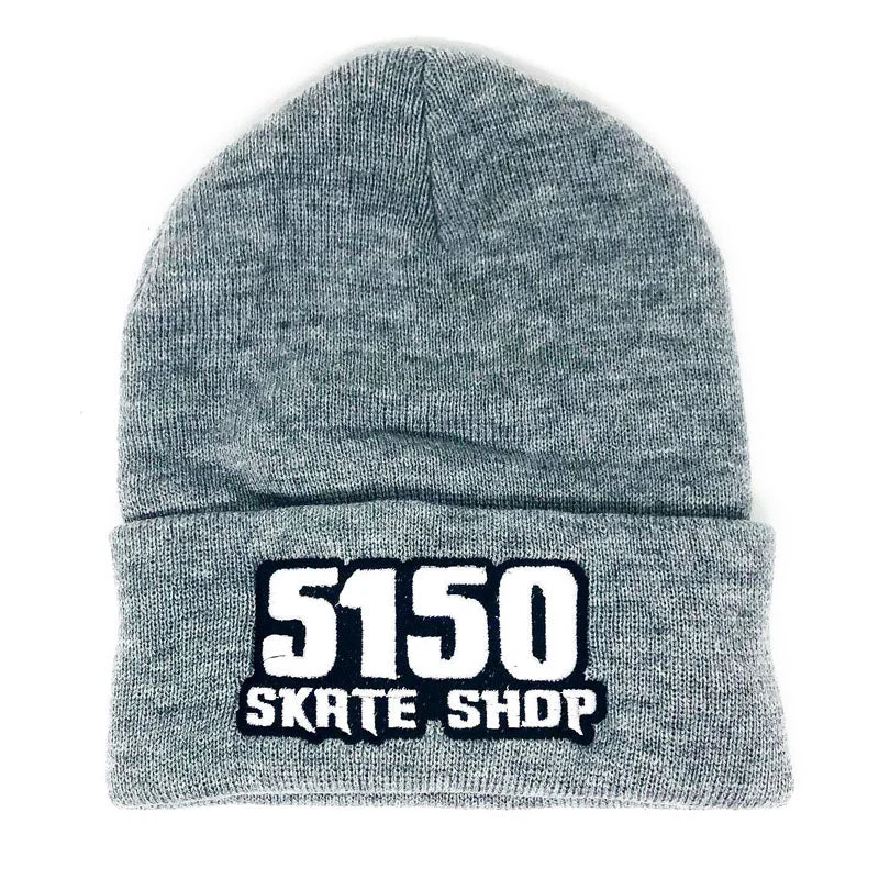 Premium snapback cap with embroidered artwork -5150 Skate Shop Gray Beanies